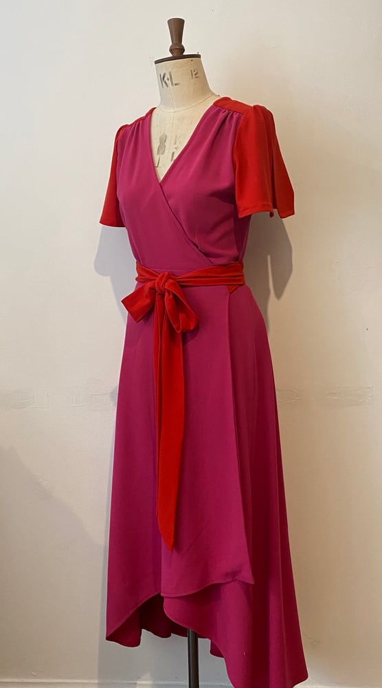 Image of Colour block wrap dress