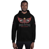 Image 2 of BOSSFITTED Red and Black 4 Logo Unisex Hoodie