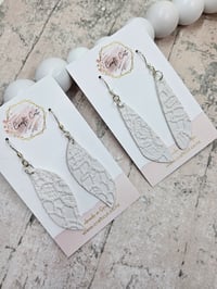 Image 1 of Bridal Lace Faux Leather Earrings