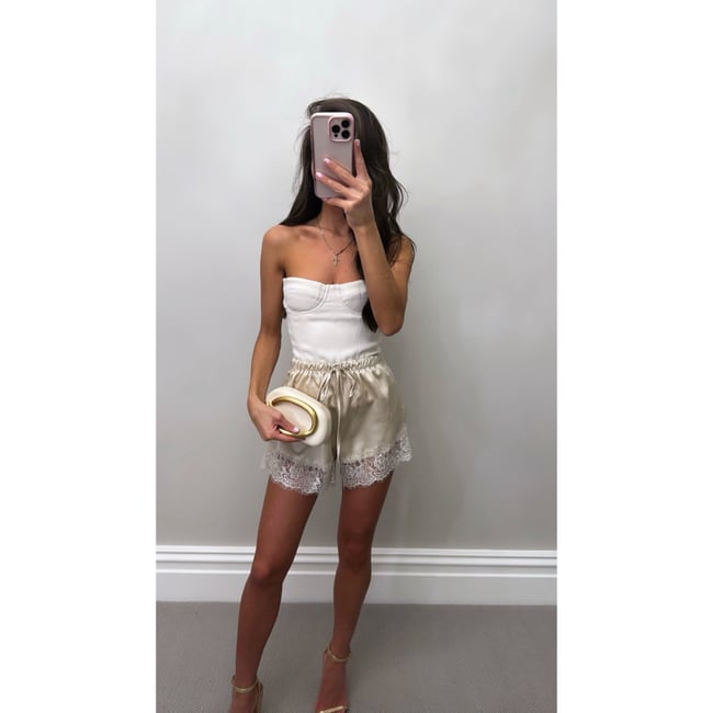 Cream Silk Lace Shorts 