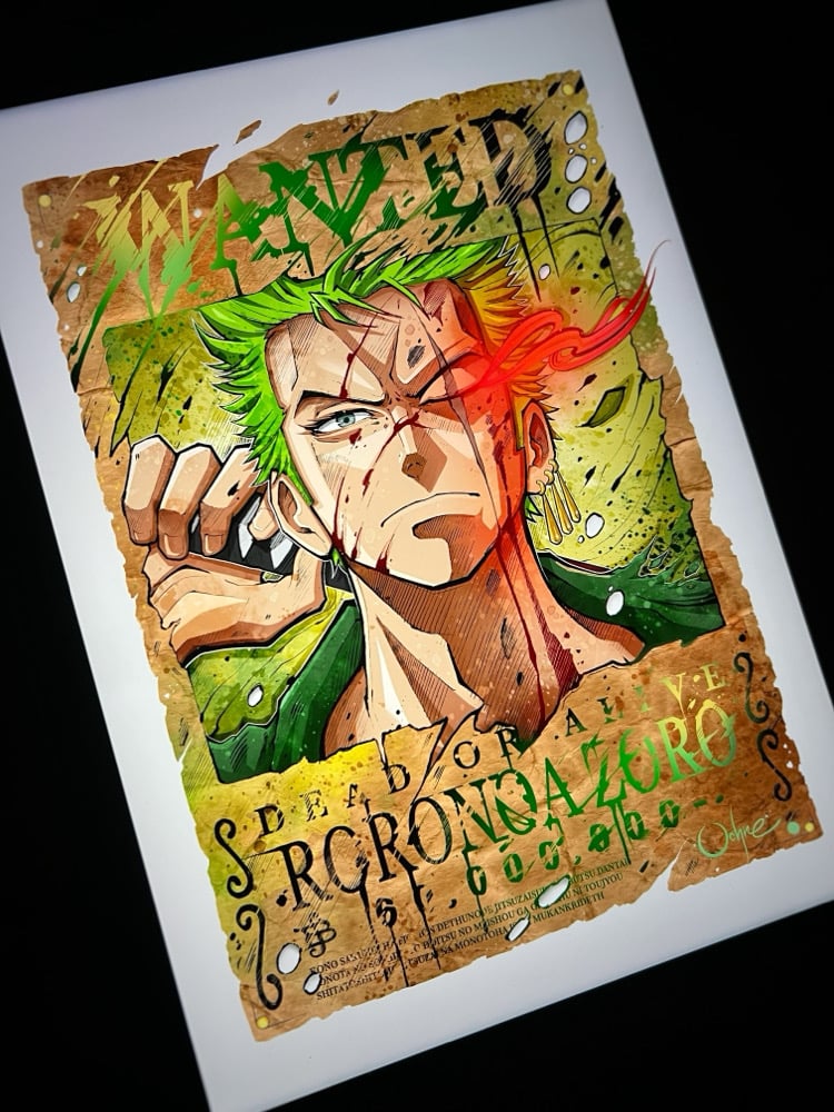 Image of Zoro Wanted Watercolor (progress)