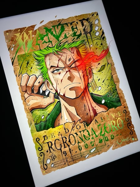 Image of Zoro Wanted Watercolor (progress)