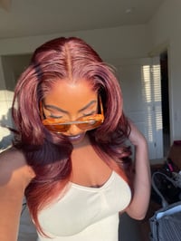 Image 3 of BURGUNDY with GINGER PEEK A BOO HIGHLIGHTS LAYERED 13x6 LACE WIG