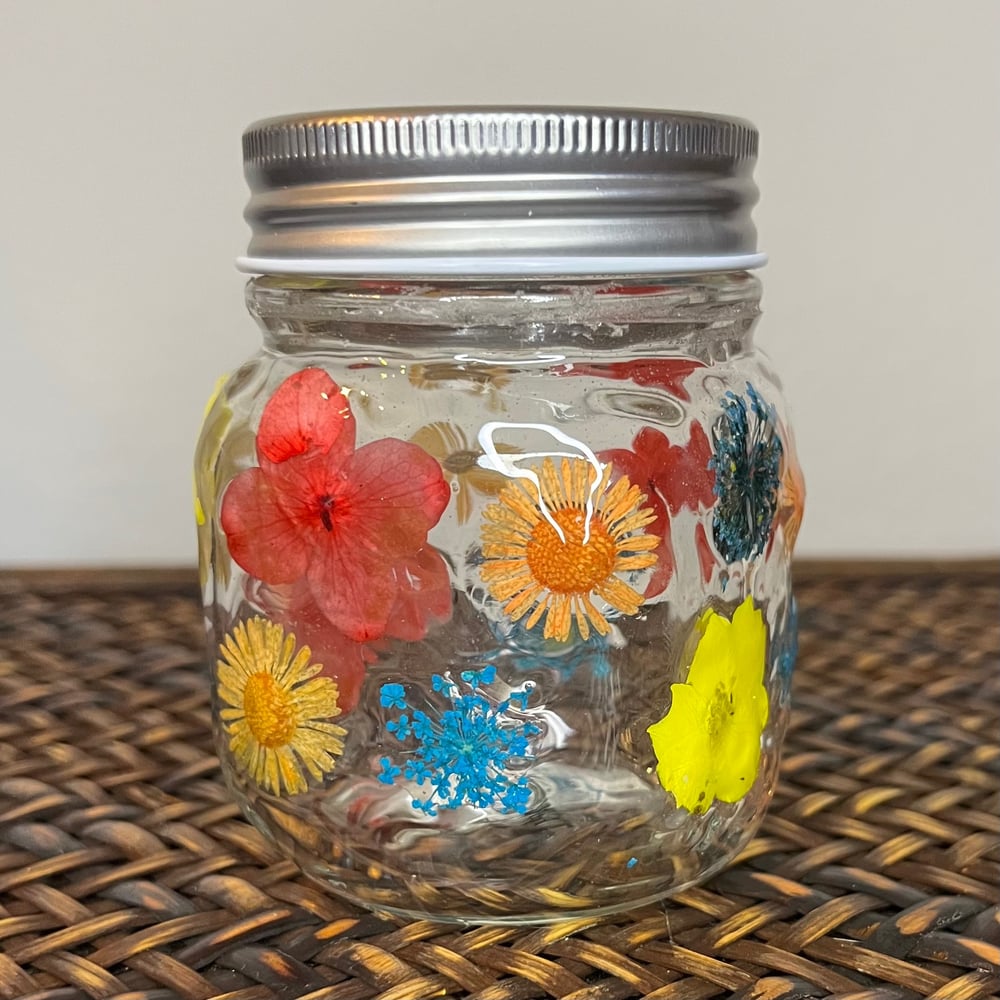 Image of multicolor floral jar