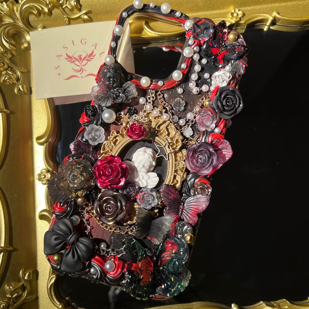 Image of Red And Black Baroque Style Decoden Phone Case For All Brand 