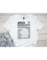 Image 6 of Zodiac Nutrition Facts Shirts