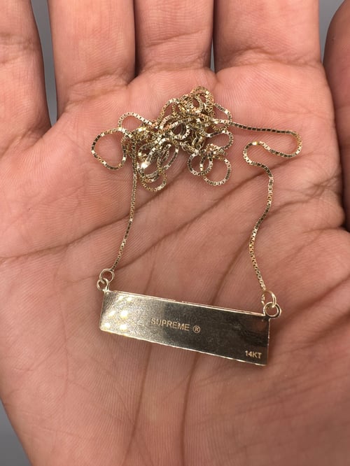 Image of Rare 14K Gold Supreme New York Name Plate Pendant (2020)