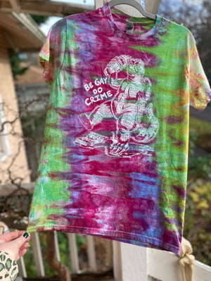 Image of SMALL Godzilla Be Gay Do Crime Tie Dye Shirt 6