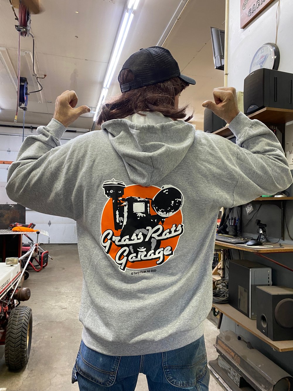 NEW Gray Zip-Up Grass Rats Garage Hoodies!! (Med-5XL)