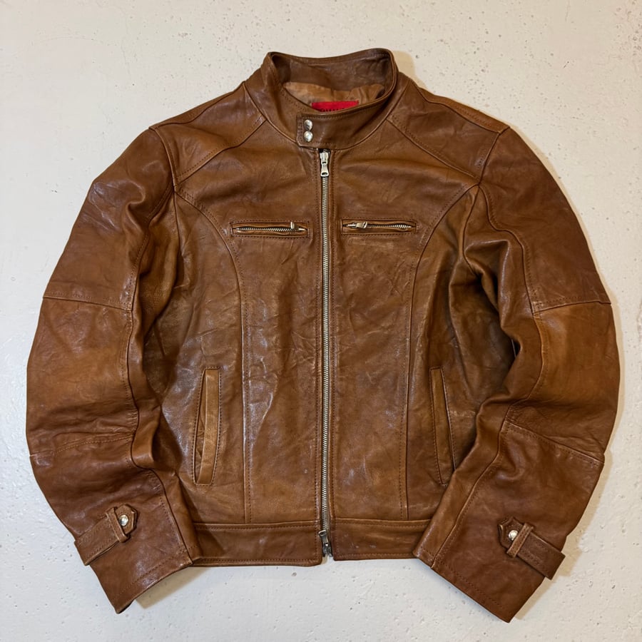 Image of 1990s Leather Biker Jacket, Size Medium