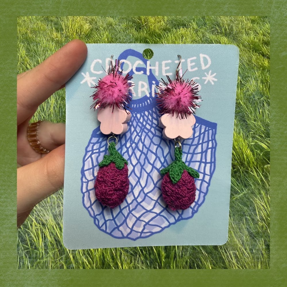 Image of RASPBERRIES crocheted earrings