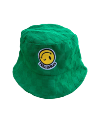 Green checkered bucket hat 