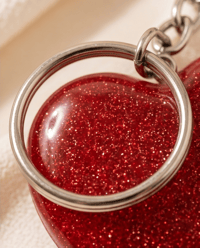 Image 3 of Red Glitter Heart Resin Keychain – Handmade 
