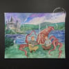 The Twins & The Giant Squid Original Watercolor Painting