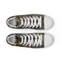 Image 7 of Tattered Look Goth Inspired Black, Gray and Gold Women’s high top canvas shoes