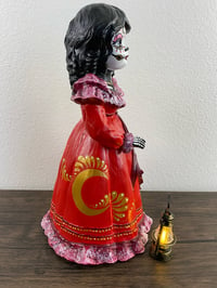 Image 3 of "Midnight Mass" - Day of the Dead Ceramic Statue - Girl with Lantern