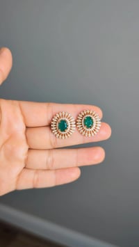 Image 1 of ADS2031-American Diamond Emerald Studs