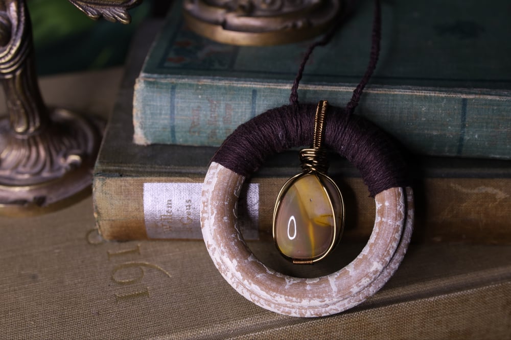 Image of Wooden ring mookaite necklace