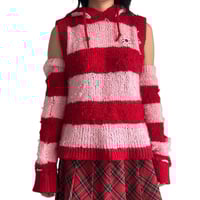 Image 3 of Super Lovers pink and red striped knit set