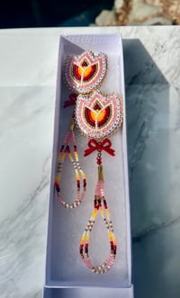 Pink Floral Earrings 