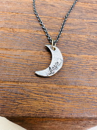 Image 3 of pink sapphire crescent moon necklace 