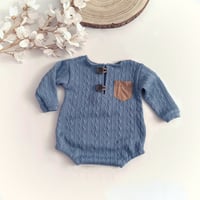 Image 1 of Photoshooting boys bodysuit |  Ari | dusty blue | 12 months | 18 months