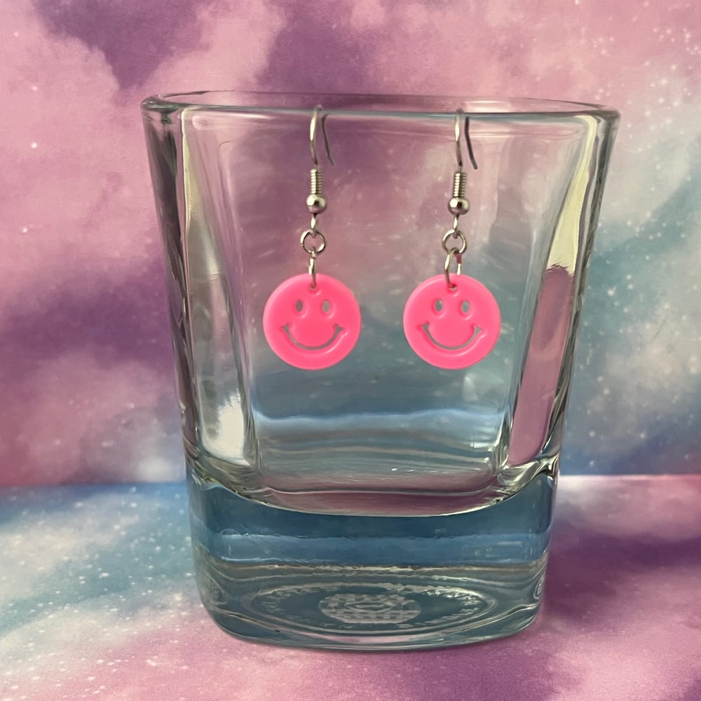 Image of Dainty Smile Face Earrings