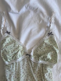 Image 2 of Vintage Y2K green micromesh coquette cami with bow detailing 