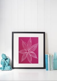 Image 1 of Abstract Linoprint Flower