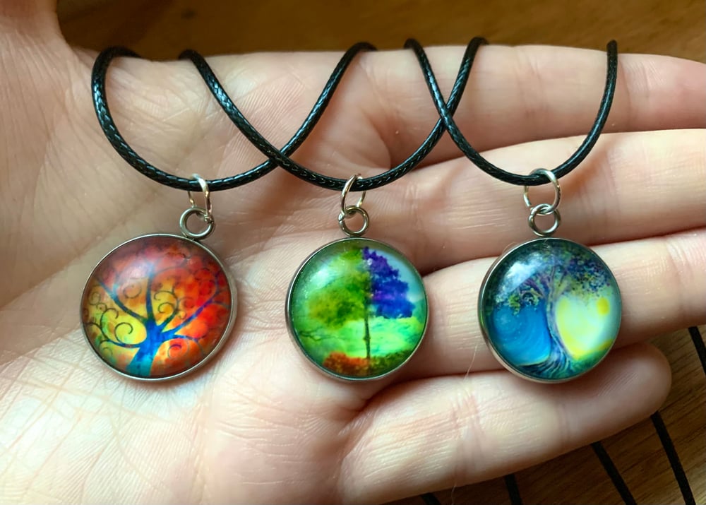 Image of Nature Tree Scene Charm Necklaces 