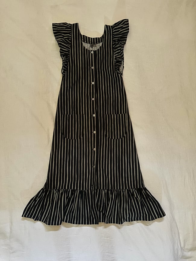 1970s Marimekko stripe flutter sleeve dress 
