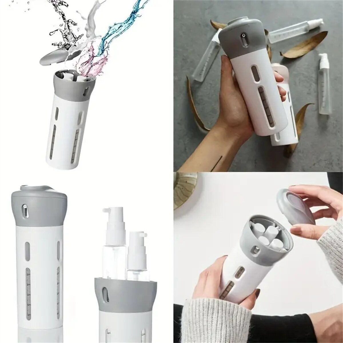 Image of 4 In 1 Portable Travel Liquid Dispenser Bottle Refillable Leakproof Travel Container For Perfume Sha