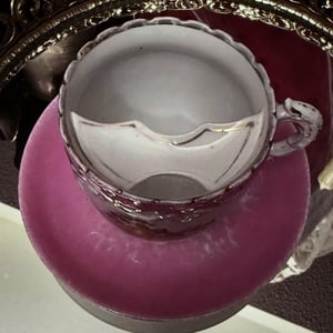 Image of Mustache Cup & Saucer w/ Brass Stand