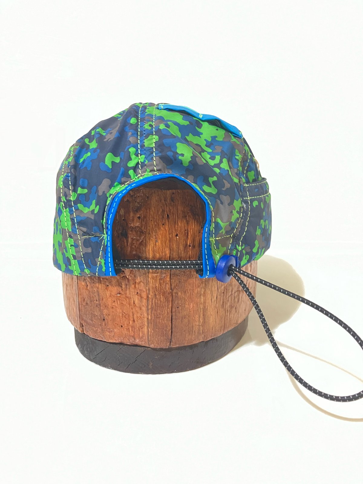 Neon Camo Reflective Blue/Green North Face Upcycle Quilted Brim