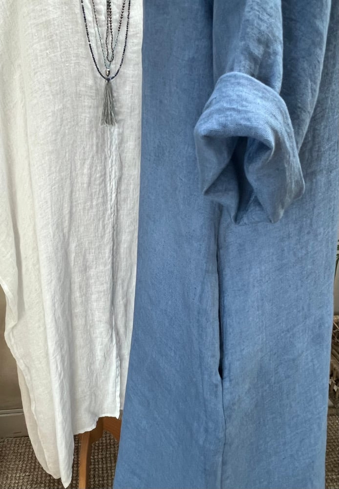 Image of Robe en lin Cybèle Bleu Orage