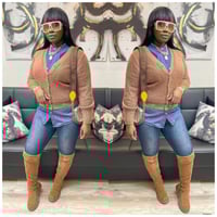 Yoni brown fuzzy cardigan
