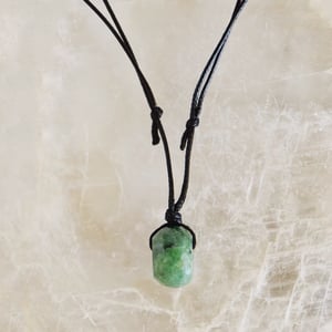 Image of Ruby Zoisite faceted cut cube x black canvas chain necklace
