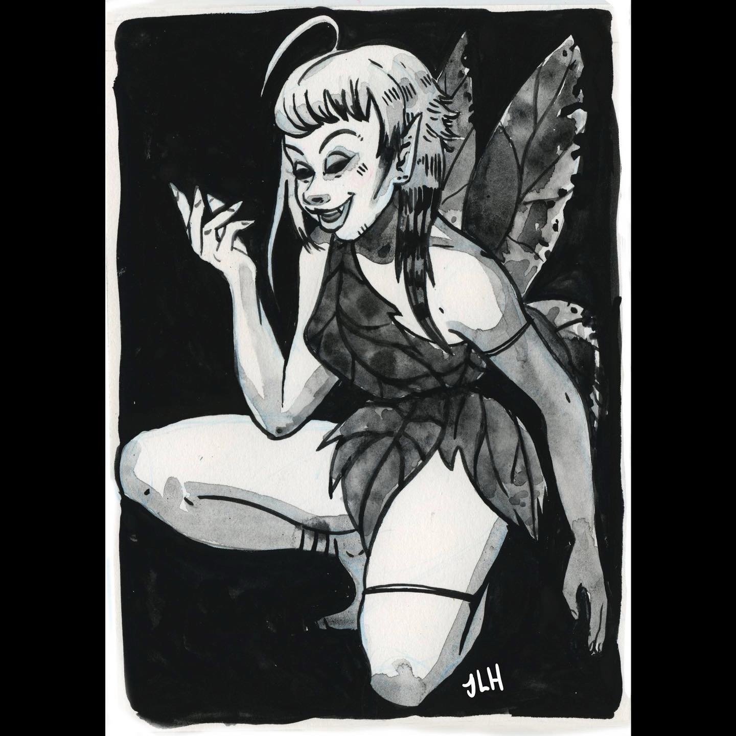 Dark Fae Original Ink Painting