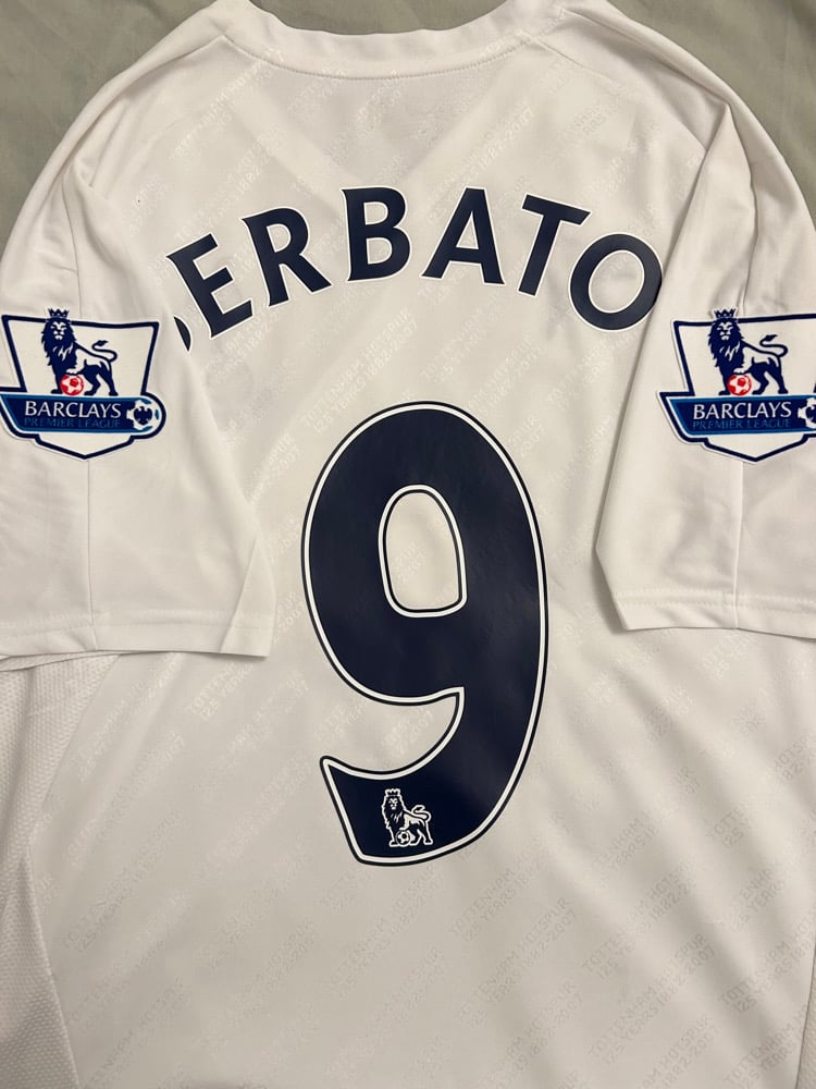 Image of Tottenham Hotspur “BERBATOV 9” 2007/08 125 Years Home Shirt + PL patches (L)