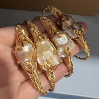 Image 4 of  Queendom Open Cuff Bracelet Featuring Natural Freshwater Pearls