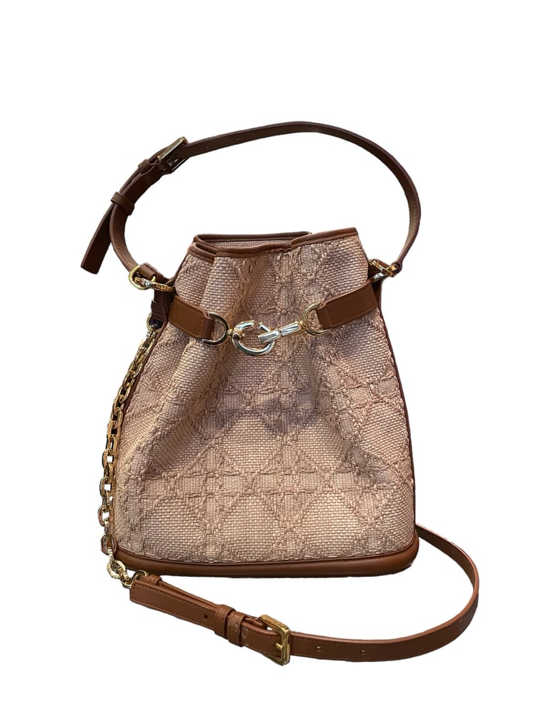 Image of Christian Dior Medium C’est Dior Raffia/Leather Handbag 381-726