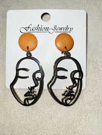 Image 1 of Black/Gold Double-Faced Earrings