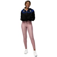 Image 1 of BOSSFITTED Black and Blue Women’s Cropped Windbreaker