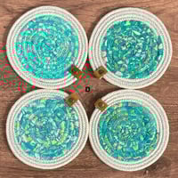 Image 5 of SEWING - YOUR CHOICE - Set of 4 Rope & Fabric Coasters