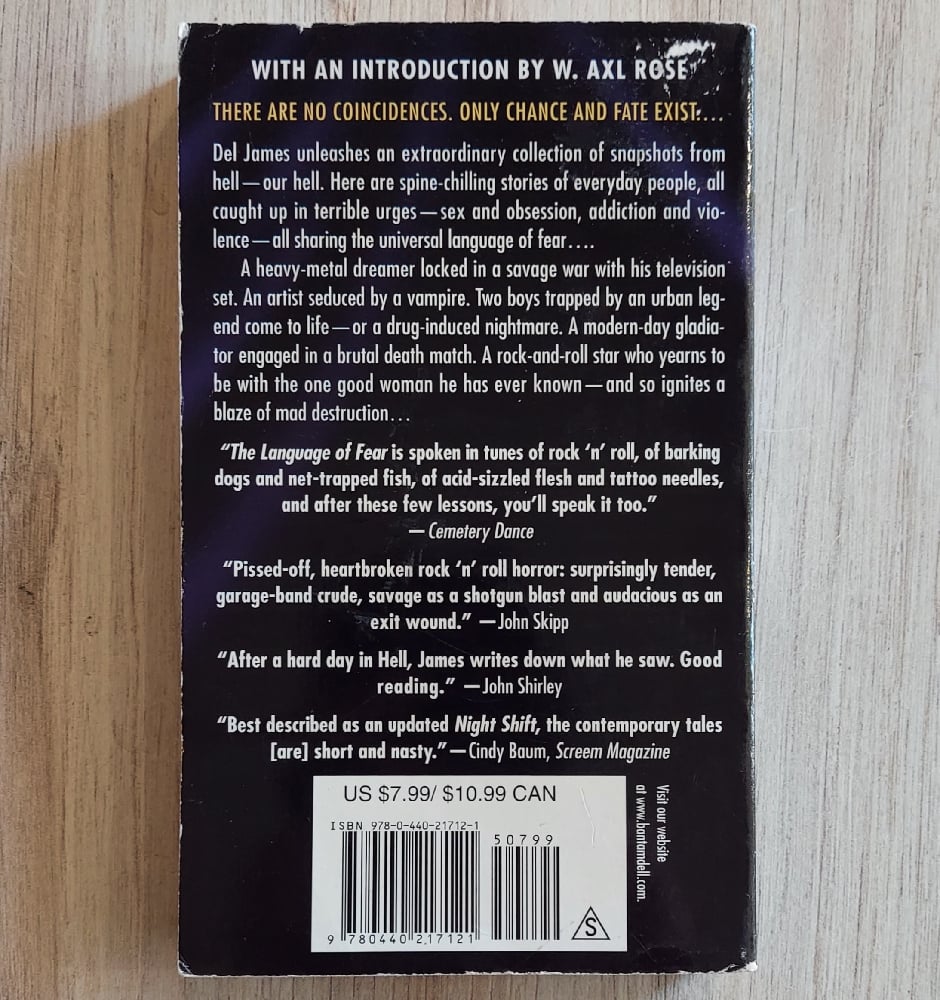 The Language of Fear, by Del James - SIGNED