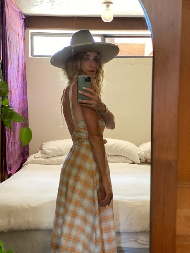 70s wrap sundress with criss cross straps 