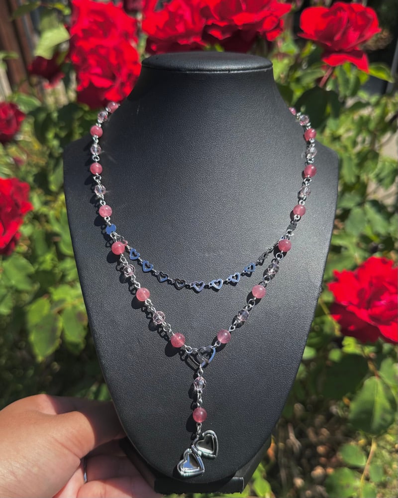 Image of strawberry quartz locket