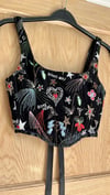 Stars, flowers, constellations, and hearts embroidered tulle Velvet handmade corset
