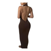 Image 1 of Backless Turtleneck Dress elegant long short sleeve