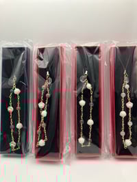 Image 4 of Dog and Cat lovers lanyard | aquamarine silver plated copper rosary-style paw chain